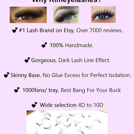 1000 Premade volume fans Mixed lengths 9-16mm loose Fans C, D Curl. Handmade eyelash extensions supplies Russian volume lash Wispy promade fan 4D 5D 6D 7D 8D 9D 10D (7D Wispy 0.05 - Curl D)