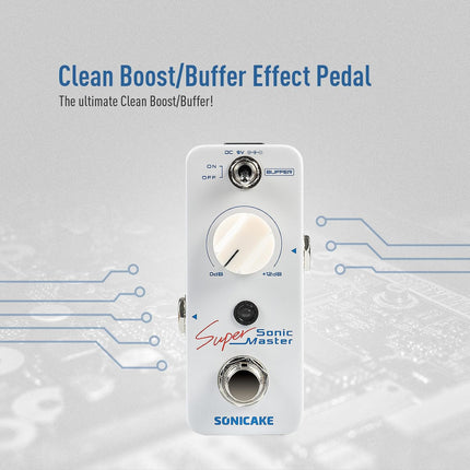 Clean Boost Pedal with Buffer and +12dB Gain, Mini Pure Boost Guitar Bass Effects Pedal - photo 2