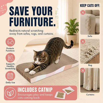 Cat Scratching Board cat Scratcher Cat Scratch Pad Cardboard cat scratchers for Indoor Cats Reversible Large Wide Corrugated with Catnip(2pcs)