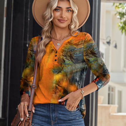 Long Sleeve Shirts for Women Casual V Neck Fall Tops Summer Blouses