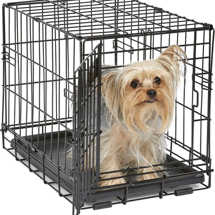 MidWest Homes for Pets 18-Inch iCrate for Tiny Breeds, Up to 10 lbs, Single Door Folding Dog Crate with Divider Panel, Leak-Proof Tray & Secure Latch, Portable, Durable & Easy to Assemble