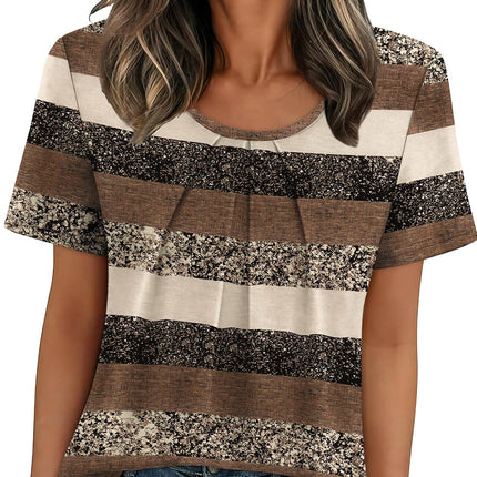 Women T Shirts Pleated Short Sleeve Tops Business Casual Blouses