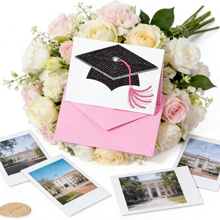 Graduation Card Envelope: Pink envelope with V-shaped flap design, suitable for 5x7 inch cards, a great choice for graduation parties and ceremonies, and can be given directly as a gift.