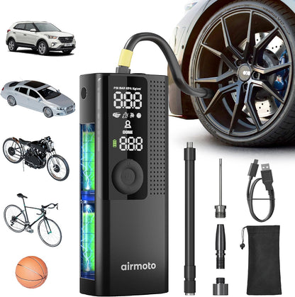 Portable Cordless Tire Inflator Air Compressor with Digital Gauge and LED Light