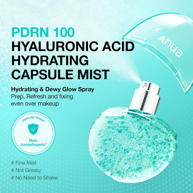 PDRN Collagen Glow Facial Serum Spray, Hydrating Face Mist, Hyaluronic Acid, dewy glass finish, All Skin - photo 2