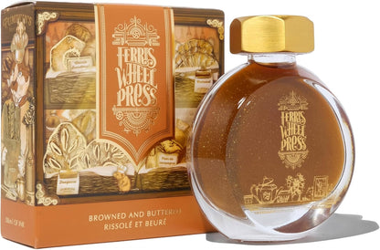 Browned and Buttered Burnt Goldenrod Fountain Pen Ink with Gold Shimmer, 38ml