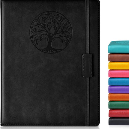 Biuwory Lined Journal Notebook for Women Men,256 Pages A4 Large Hardcover Leather Journals for Writing,Travel,Business,Work,School,College Ruled Notebooks for Note Taking, Diary Notepad 8.6"×11"