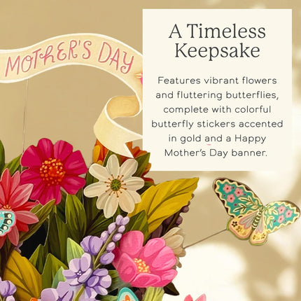 Freshcut Paper Mother's Day Enchanted Garden Pop Up Cards, 15 Inch Life Sized Forever Flower Bouquet 3D Popup Greeting Card, Birthday Cards, Mother's Day Card, Blank Notecard & Envelope