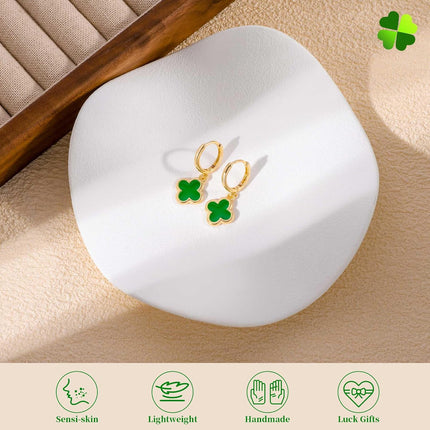 Clover Earrings for Women Four Leaf Drop Dangle Earring 14K Gold Plated Hypoallergenic Lightweight Waterproof Lucky Mother Gifts Birthday Christmas Anniversary Simple Jewelry - Not-Fade