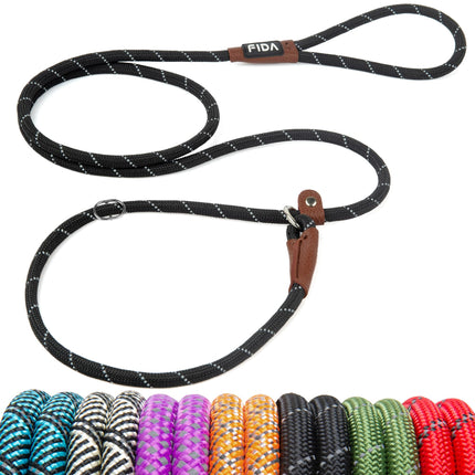 Durable Slip Lead Dog Leash, 6 FT x 1/2" Dog Training Leash, Black