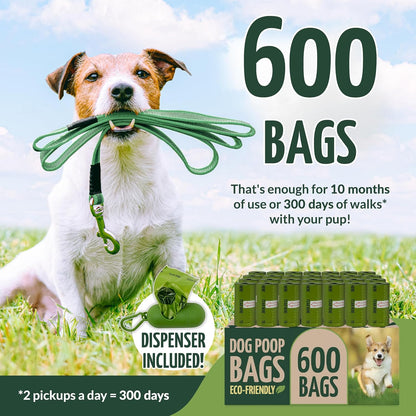 Biodegradable Dog Poop Bags Rolls (600 Pack, 40 Rolls) | 9"x13" Oxodegradable | Large Dog Poop Bags  - photo 2