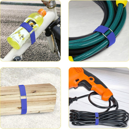 YMCRLUX 1"x16ft Hook and Loop Straps with 25 Metal Buckles, Adjustable Fastening Cable Straps, Cut-to-Length Cinch Strap, Reusable Nylon Securing Cord Ties for Organizer or Storage, 1 inch Wide,Blue