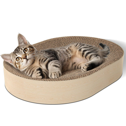 Cat Scratcher Bed, Oval Cardboard Scratching Board for Indoor Cats