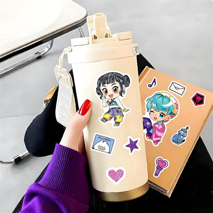 32Pcs Demon Hunters Stickers, Korean Idol DIY Dress-Up Stickers, Waterproof Vinyl Stickers for Laptop Phone Skateboard Water Bottle, Cute Korean Fashion Gift for Kpop Fans