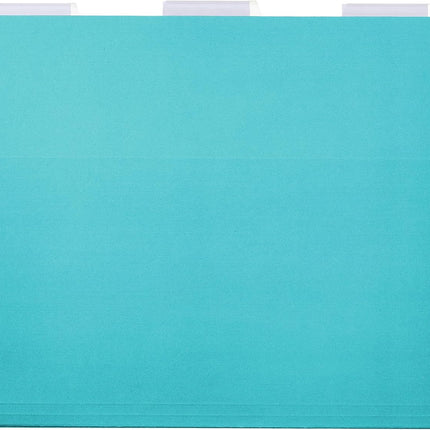 Amazon Basics Hanging File Folders with Adjustable Tabs for Document Organization, Letter Size, Aqua, 25-Pack