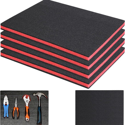 4 Pcs Tool Box Foam, 16 x 12 x 1 Inch Polyurethane Pick and Pluck Toolbox Foam, cuttable shadow inserts organizer for drawers, cases