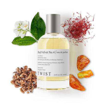 Twist - Red Velvet No. 4 - Eau De Parfum Inspired by MFK Baccarat Rouge 540, Long-Lasting Perfume For Women & Men, Amber & Saffron, Vegan, Clean Ingredients, Unisex - Spray 100 ml | 3.4 fl. oz.