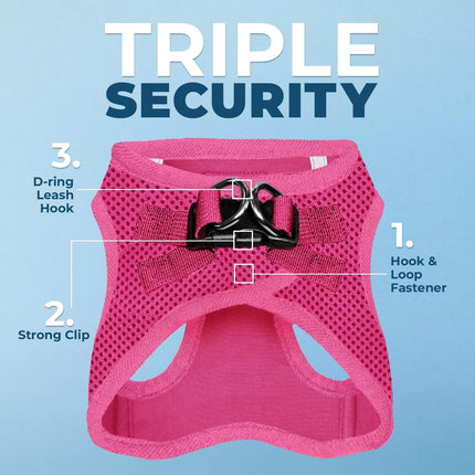 Best Pet Supplies Voyager Step-in Air Harness - All Weather Mesh, Reflective, No Pull Harness for Dogs, Cats - Secure with Hook & Loop Fastener, Buckle, Double D-Rings - Fuchsia, S