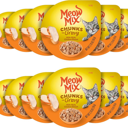 Meow Mix Chunks in Gravy Wet Cat Food, Chicken Breast, 2.75 Ounce (Pack of 12)
