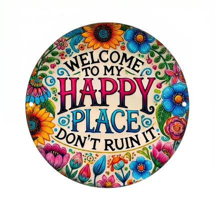Round Metal Welcome Sign for Front Door