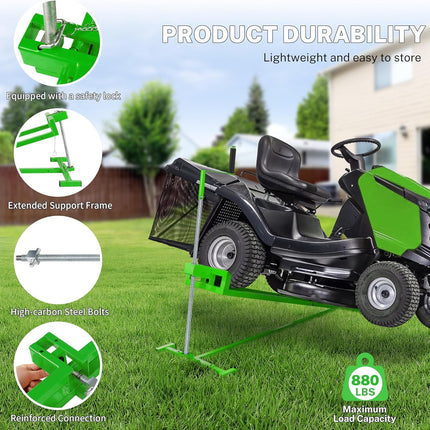 880 Lbs Capacity Telescopic Riding Lawn Mower Lift Jack – Foldable Design with Hand Crank & Electric Handle for Lawn mowers and Garden Tractors