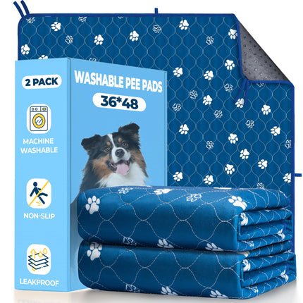 Washable Pee Pads for Dogs, Ultra-Absorbent, 2 Pack 36"x41" Gray
