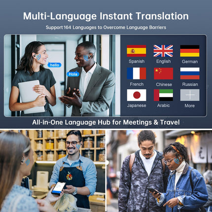 AI Translation Earbuds Real Time, 2026 Upgrade 164 Language Translator Earbuds Bluetooth 5.4 OWS 3-in-1 Translation Headphones, Wireless Translating Device for Travel Business Learning with App