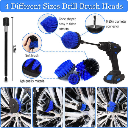 TTRCB 27Pcs Car Detailing Kit, Car Cleaning Kit, Car Detailing Brush Set, Drill Brush Set, Car Detailing Brushes, Car Wash Kit, Car Accessories, Car Cleaning Supplies for Interior, Exterior, Wheels