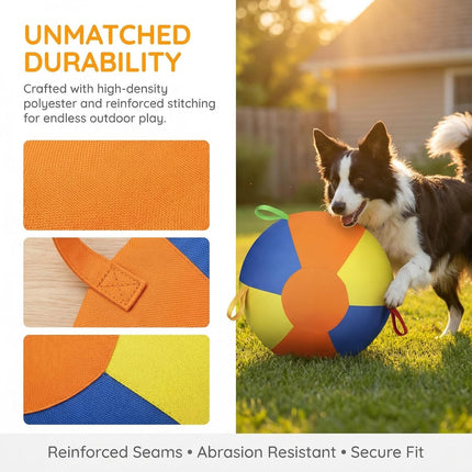 10/18/22" Herding Ball for Dogs & Horses - Tear-Resistant Inflatable Toy with Heavy-Duty Handle Cover & Pump - Durable Exercise Ball for Large Pets (Medium)