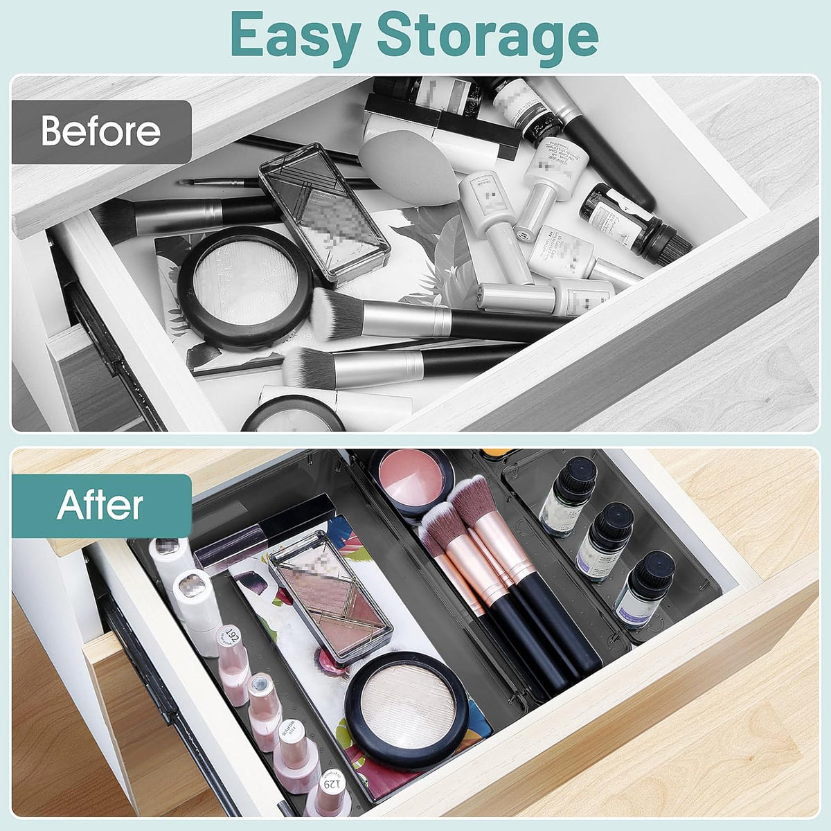 25 PCS Plastic Drawer Organizer Set, Desk Drawer Divider Organizers and Storage Bins for Makeup - photo 4