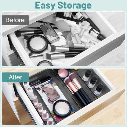 25 PCS Plastic Drawer Organizer Set, Desk Drawer Divider Organizers and Storage Bins for Makeup - photo 4