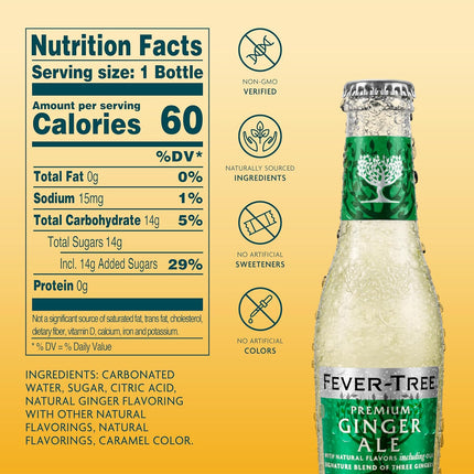 Fever-Tree Premium Ginger Ale, No Artificial Sweeteners, Flavourings or Preservatives, 6.8 Fl Oz (Pack of 24),A500111