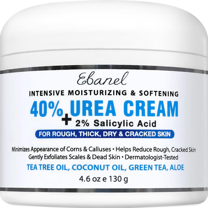 Urea Cream 40% plus Salicylic Acid 2%, Foot Cream for Dry Cracked Heels Feet Knees Elbows Hands, Foot Dead Skin Cuticle Callus Remover Toenail Softener, Keratolytic Skin Barrier Repair