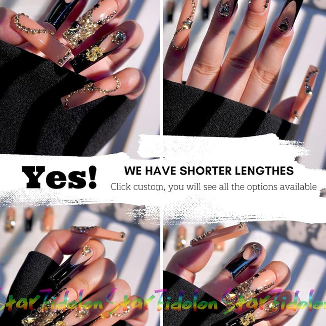 White Press Ons Neon Small Press on Nails Long French Press on