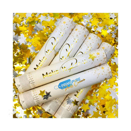 Gender Reveal Confetti Cannon, Biodegradable Blue Powder, 2 Pack