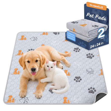 Washable Pee Pads for Dogs, Waterproof, 18 x 24 in, 4 Pack, Gray
