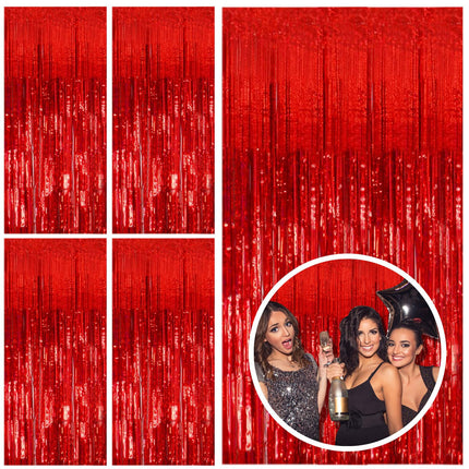 2 Pack Pink Backdrop Party Decorations Tinsel Curtain Party Backdrop Foil Fringe Birthday Decorations Photo Booth Streamer Backdrop Pink Theme Bachelorette Graduation Decor