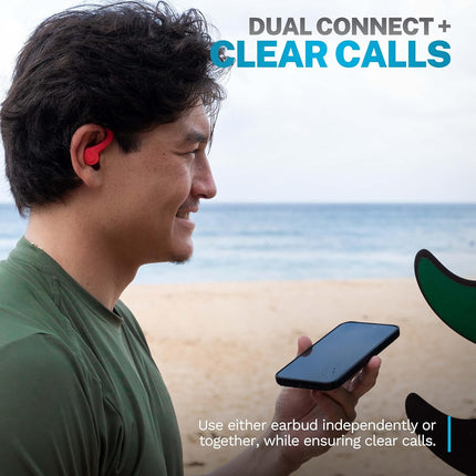 Wireless Workout Earbuds Featuring Clear Calling, Secure Earhook Sport Design, 35+ Hour Bluetooth Playtime, 3 EQ Sound Settings, and IP55 Sweat Resistance (Coral)