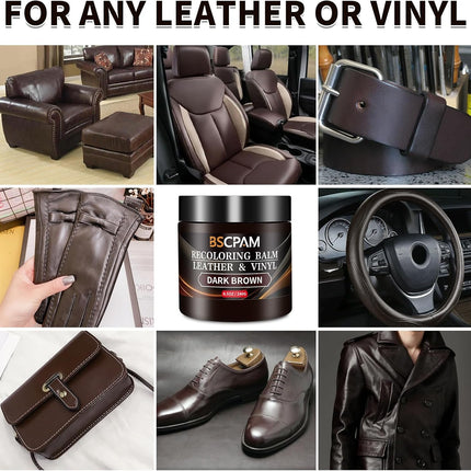 Dark Brown Leather Recoloring Balm with 100ml Mink Oil,Leather Couch Scratch Remover,Leather Repair kit for Vinyl Furniture and Car Interior,Leather Dye Paint,Mink Oil for Leather