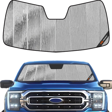 Windshield Sun Shade for Ford F150 2021-2025. Reflective Aluminum Film Front Window Sunshade B
