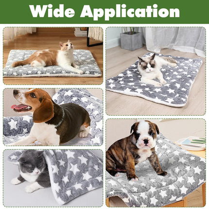 4 piezas de tapete para cama de perro, reversible, lavable a máquina, para jaula, para perros pequeños, medianos y grandes (16 x 24 x 1.2 Inch, gris)