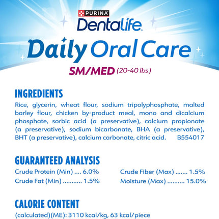 DentaLife Daily Oral Care Dog Treats for Small and Medium Dogs, Chewy Dental Treat to Freshen Breath and Fight Tartar, Chicken Flavor - 40 ct. Pouch