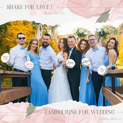 100 Pcs 6 Inch Wedding Tambourine Bulk Drum for Adults Hand Held Percussion Gift Wooden Metal Jingles Musical Educational Drum Instrument for Church Wedding Party Favor