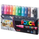 Acrylic Paint Art Markers, Set of 12 Extra Fine Point Thin Paint Pens for Coloring Gifts, Fabric, Metal, Glass, Rocks, Wood and Canvas, Assorted Colors, PC1M12C