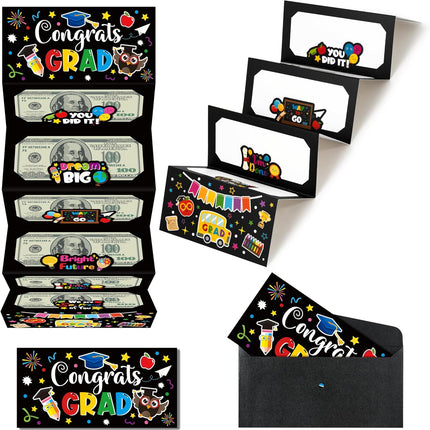 Graduation Money Holder Gift, 6-Slot Cash & Card Holder with Ribbon Envelope, Money Envelope for Graduation Party, Keepsake Card Holder for School & Kindergarten Graduates
