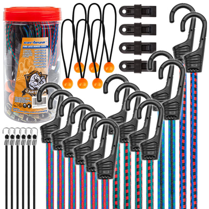32-Piece Bungee Cord Assortment with Hooks