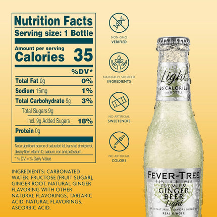 Fever-Tree Light Ginger Beer, 6.8 fl oz (24 Bottles) Lower in Calories, No Artificial Sweeteners, Flavorings or Preservatives