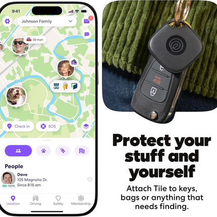 Life360 Tile - Bluetooth Tracker, Keys Finder and Item Locator for Keys, Bags and More. Phone Finder. Both iOS and Android Compatible. 1-Pack (Black)