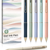Gel Pens, 6 Pcs Quick Dry Black Ink Pens, 0.5mm Fine Point, Pastel