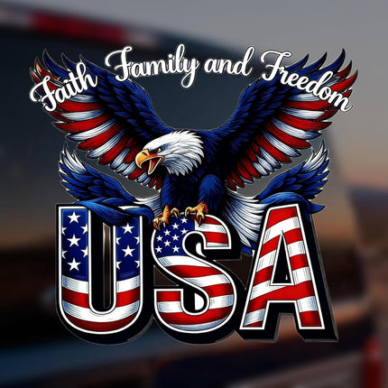 God Bless America Car Decal, 250 Anniversary USA Decal, 2 pcs(12" and 6" 250th Anniversary Eagle Stickers, Independence of USA Sticker 1776-2026, for Tumbler Helmet Car Windows Notebook (D #)